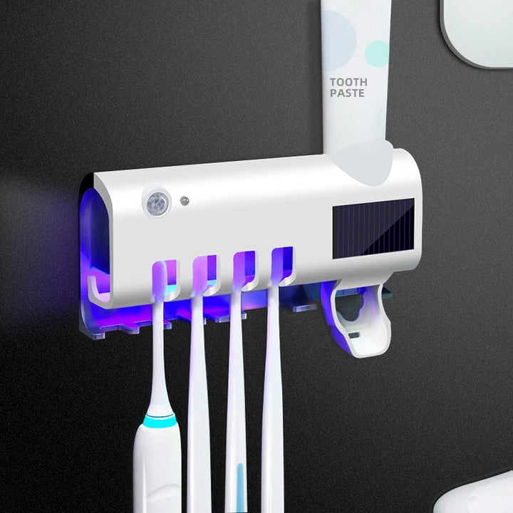 Wall-Mounted Dispensing/Sterilizing Toothbrush Holder